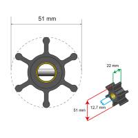 Albin Pump Marine - Albin Pump Premium Impeller Kit - 51 x 22 x 12.7mm - 6 Blade - Pin Insert - Image 2