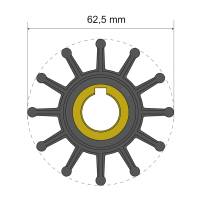 Albin Pump Marine - Albin Pump Premium Impeller Kit 62.5 x 16 x 22.4mm - 12 Blade - Key Insert - Image 1