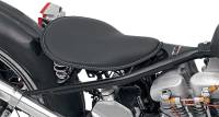 Drag Specialties - Drag Specialties Small Spring Solo Seat with Perimeter Stitch - Black Leather with White Stitching - 0806-0028 - Image 4