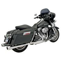 Bassani Manufacturing - Bassani Manufacturing 4in. Slip-On Megaphone Mufflers with 2 1/2in. Performance Baffles -  Chrome with Billet End Cap - FLH-517L - Image 1