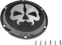 Drag Specialties - Drag Specialties Split Skull Derby Cover - Black with Chrome Skull - 1107-0551 - Image 2