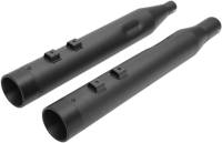 Drag Specialties - Drag Specialties 4in. Slip-Ons - Black with Black Billet Aluminum End Caps - 1801-1265 - Image 2
