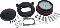 Arlen Ness - Arlen Ness Billet Sucker Stage I Air Filter Kit with Steel Cover - Smooth Black - Red Filter - 18-328 - Image 1