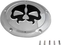 Drag Specialties - Drag Specialties Split Skull Derby Cover - Chrome with Black Skull - 1107-0552 - Image 2