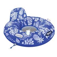 Aqua Leisure - Aqua Leisure Supreme Lake Tube Hibiscus Pineapple Royal Blue w/Docking Attachment - Image 1