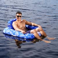 Aqua Leisure - Aqua Leisure Supreme Zero Gravity Chair Hibiscus Pineapple Royal Blue w/Docking Attachment - Image 2