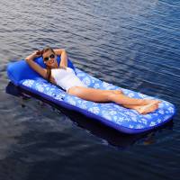 Aqua Leisure - Aqua Leisure Supreme Oversized Controued Lounge Hibiscus Pineapple Royal Blue w/Docking Attachment - Image 2