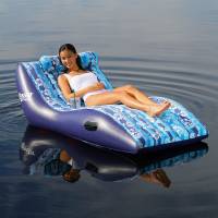 Aqua Leisure - Aqua Leisure Ultra Cushioned Comfort Lounge Hawaiian Wave Print w/Adjustable Pillow - Image 2