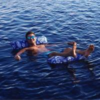 Aqua Leisure - Aqua Leisure 4-In-1 Monterey Hammock Supreme XL 53" x 31.5" - Hibiscus Pineapple Royal Blue - Image 2