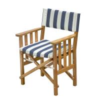 Whitecap - Whitecap Director&#39;s Chair II w/Navy &amp; White Cushion - Teak - Image 2