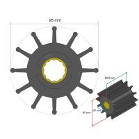 Albin Pump Marine - Albin Pump Premium Impeller Kit 95 x 25 x 88.8mm - 12 Blade - Spline Insert - Image 2