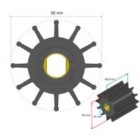 Albin Pump Marine - Albin Pump Premium Impeller Kit 95 x 25 x 88.8mm - 12 Blade - Double Flat Insert - Image 2