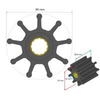 Albin Pump Marine - Albin Pump Premium Impeller Kit 95 x 25 x 88.8mm - 9 Blade - Spline Insert - Image 2