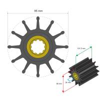 Albin Pump Marine - Albin Pump Premium Impeller Kit 95 x 24 x 101.5mm - 12 Blade - Double Flat Insert - Image 2