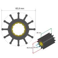 Albin Pump Marine - Albin Pump Premium Impeller Kit 65.8 x 25 x 80mm - 12 Blade - Spline Insert - Image 2