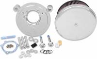 Arlen Ness - Arlen Ness Billet Sucker Stage II Air Filter Kit with Steel Cover - Smooth Chrome - Red Filter - 18-790 - Image 1