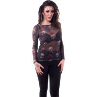 Lethal Threat - Lethal Threat Floating Skulls Womens Sheer Long-Sleeve Shirt - LA20614L - Black/Gray/Red - Large - Image 1