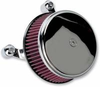 Arlen Ness - Arlen Ness Billet Sucker Stage I Air Filter Kit with Steel Cover - Smooth Chrome - Red Filter - 18-323 - Image 2