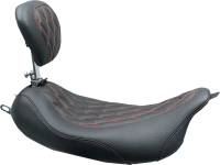Mustang - Mustang Wide Tripper Seat with Driver Backrest - Doble Diamond - Black/Red - 79727AB - Image 3
