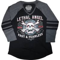 Lethal Threat - Lethal Threat Fast and Fearless Womens Long Sleeve T-Shirt - LA70203-2X - Black/Gray - 2XL - Image 1