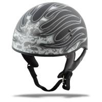 G-Max - G-Max GM65 Naked Skull Flame Helmet - G1657435 - Skull Flame Flat Black/White - Medium - Image 1
