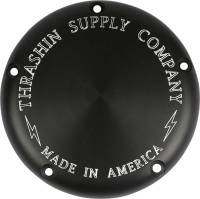 Thrashin Supply Company - Thrashin Supply Company Billet Derby Cover - Machine-Cut Black Anodized - TSC-3014-4 - Image 1