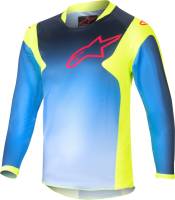 Alpinestars - Alpinestars Racer Hoen Kids Jersey - 3730124-525-XS - Yellow Fluo/Blue Night/Navy - X-Small - Image 1