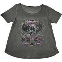 Lethal Threat - Lethal Threat Sin On Wheels Scoop Neck Womens Shirts - LA20613-1X - Sin On Wheel Gray - 1XL - Image 1