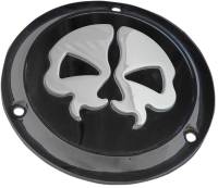 Drag Specialties - Drag Specialties Split Skull Derby Cover - Black w/ Chrome Skull - 1107-0549 - Image 1