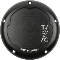 Thrashin Supply Company - Thrashin Supply Company Derby Cover - Dished - Machine-Cut Black Anodized - TSC-3016-4 - Image 1