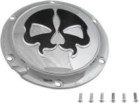 Drag Specialties - Drag Specialties Split Skull Derby Cover - Chrome w/ Black Skull - 1107-0550 - Image 2