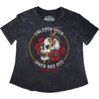 Lethal Threat - Lethal Threat Unleashed Skull Womens T-Shirt - LA70208S - Gray - Small - Image 1