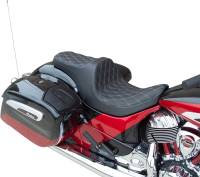 Drag Specialties - Drag Specialties Predator III Seat with Forward Positioning - Double Diamond - Silver Thread - 0810-2271 - Image 1