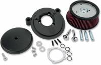 Arlen Ness - Arlen Ness Billet Sucker Stage I Air Filter Kit with Steel Cover - Smooth Black - Red Filter - 18-326 - Image 1