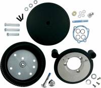 Arlen Ness - Arlen Ness Billet Sucker Stage II Air Filter Kit with Steel Cover - Smooth Black - Red Filter - 18-820 - Image 1