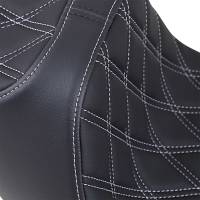 Drag Specialties - Drag Specialties Predator III Extended Double Diamond Seats - Silver Thread - 0801-1261 - Image 3