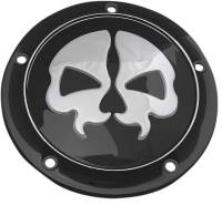 Drag Specialties - Drag Specialties Split Skull Derby Cover - Black with Chrome Skull - 1107-0547 - Image 1