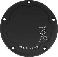 Thrashin Supply Company - Thrashin Supply Company Dished Derby Cover - Machine-Cut Black Anodized - TSC-3013-4 - Image 1