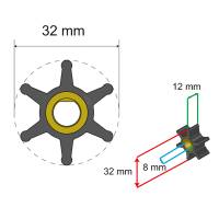 Albin Pump Marine - Albin Pump Premium Impeller Kit - 32 x 8 x 12mm - 6 Blade - Single Flat Insert - Image 2