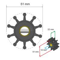Albin Pump Marine - Albin Pump Premium Impeller Kit - 51 x 12.7 x 22mm - 10 Blade - Pin Insert - Image 2