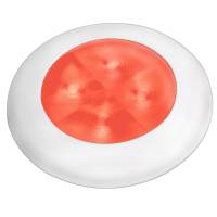 Hella Marine - Hella Marine Slim Line LED 'Enhanced Brightness' Round Courtesy Lamp - Red LED - White Plastic Bezel - 12V - Image 1