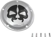 Drag Specialties - Drag Specialties Split Skull Derby Cover - Chrome w/ Black Skull - 1107-0546 - Image 2