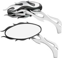 Drag Specialties - Drag Specialties Flame Oval Mirror - Chrome/Black Finish - 0640-0483 - Image 1