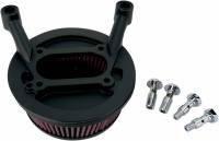 Arlen Ness - Arlen Ness Billet Sucker Stage I Air Filter Kit with Steel Cover - Smooth Black - Red Filter - 18-328 - Image 3