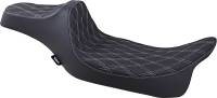 Drag Specialties - Drag Specialties Predator III Extended Double Diamond Seats - Silver Thread - 0801-1261 - Image 1