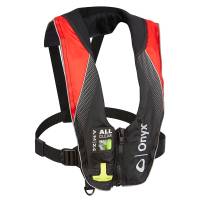 Onyx Outdoor - Onyx A/M-24 Series All Clear Automatic/Manual Inflatable Life Jacket - Black/Red - Adult - Image 1
