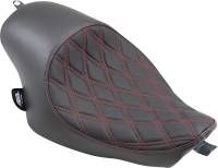 Drag Specialties - Drag Specialties 3/4 Solo Seat - Double Diamond - Red Stitch - 0804-0746 - Image 1
