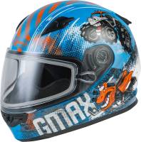 G-Max - G-Max GM-49Y Beasts Youth Helmet - G24911040 - Blue/Orange/Grey - Small - Image 1