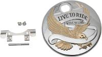 Drag Specialties - Drag Specialties Live to Ride Fuel Console Door - Chrome w/ Gold Highlights - 0703-0742 - Image 2