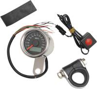 Drag Specialties - Drag Specialties Programmable Mini Electronic Speedometer with Odometer/Tripmeter - 1.87in. - Polished/Black Face - 21-6899NU - Image 1